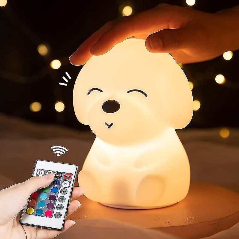 Nachtlicht Für Kinder, Silikon-nachtlampe, Wiederaufladbare Led-lampe In Hundeform Mit Usb-anschluss Und Fernbedienung