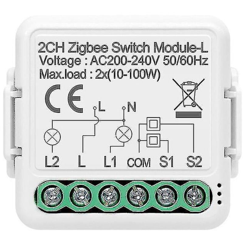 Tuya2ch Drahtloses Zigbee 3.0 Einweg-lichtschalter-dimmermodul