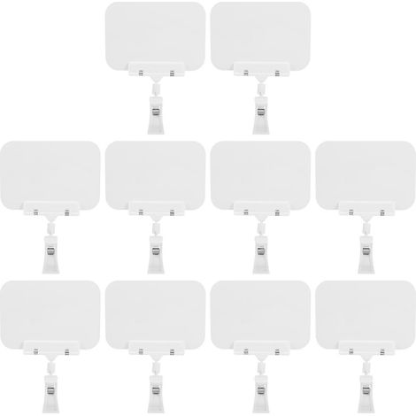 Set Mit 10 Preisschildhaltern Mit Clips Für Warenpräsentation, Kleine Etikettenhalter Für Supermärkte – 21,00 X 14,50 X 2,00 Cm – Weiß