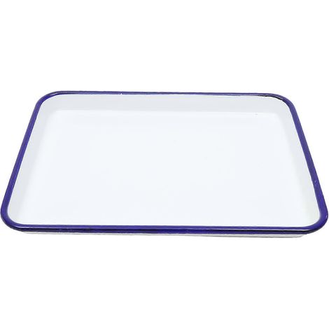 Emaillierte Auflaufform, Emaillierte Bratform, Rechteckige Servierform, Kuchenform – 26,00 X 18,00 X 2,50 Cm – Weiß