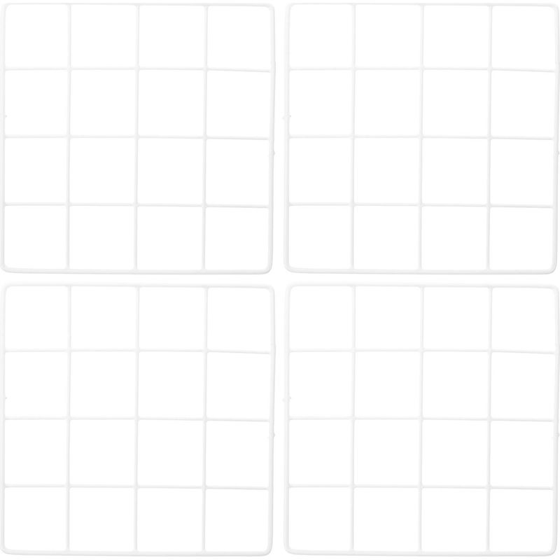 Drahtgitter-wandpaneele (4er-set) Zur Präsentation Von Fotos, Diy-fotorahmen Aus Eisen – 20,00 X 20,00 X 0,30 Cm – Weiß