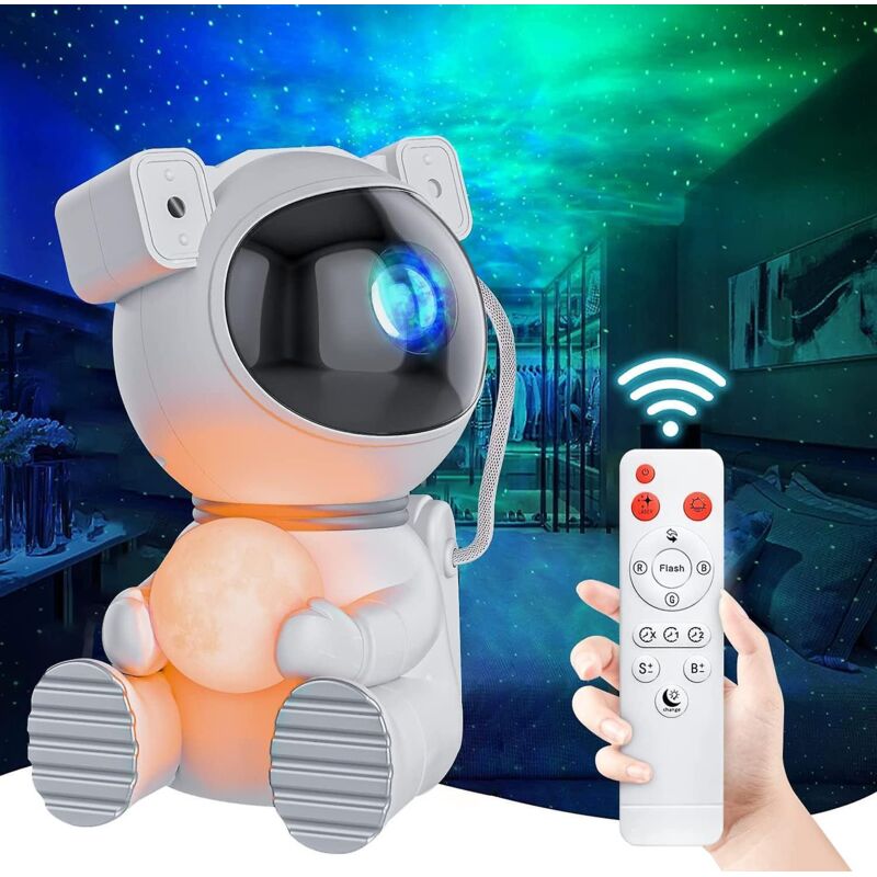 360° Drehbarer Led-sternenprojektor Mit Fernbedienung Für Kinder Und Erwachsene – Sternenhimmel- Und Astronautenmotiv – Schlafzimmerdekoration