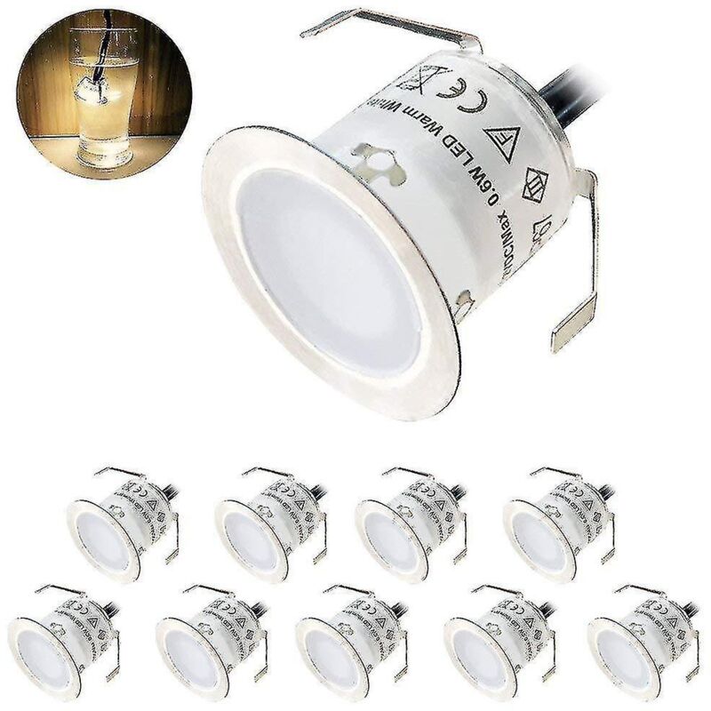 Set Mit 10 Led-einbaustrahlern Für Terrasse, Einfahrt Oder Patio, Kaltweiß, Ip67 Wasserdicht, Europäischer Stecker.