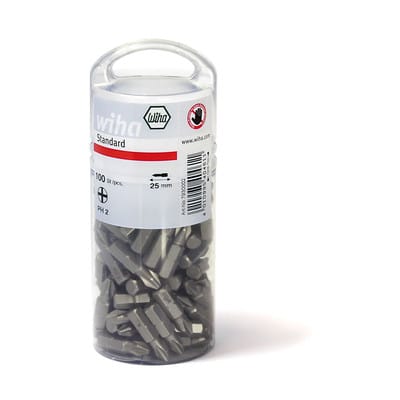 Wiha Bit Standard 25 mm Phillips (PH2) 100-tlg. 1/4" in Großpackung