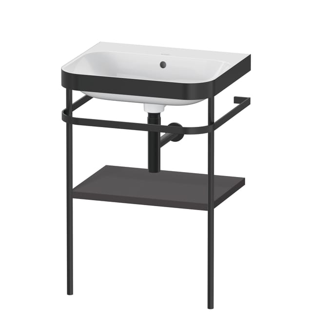 Duravit Möbelwaschtisch-Kombi Happy D.2 Plus 57,5x49cm, o. HL, graph matt, m Konsole