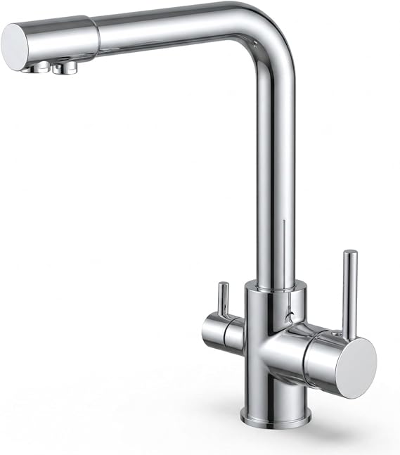 Valaz 3-wege-osmose-küchenarmatur Hochdruck-osmosearmatur, Küchenmischer, 360° Schwenkbar, Auslaufsicher, Einfache Installation Messing, Edelstahl, Chrom-finish, Serie Nile