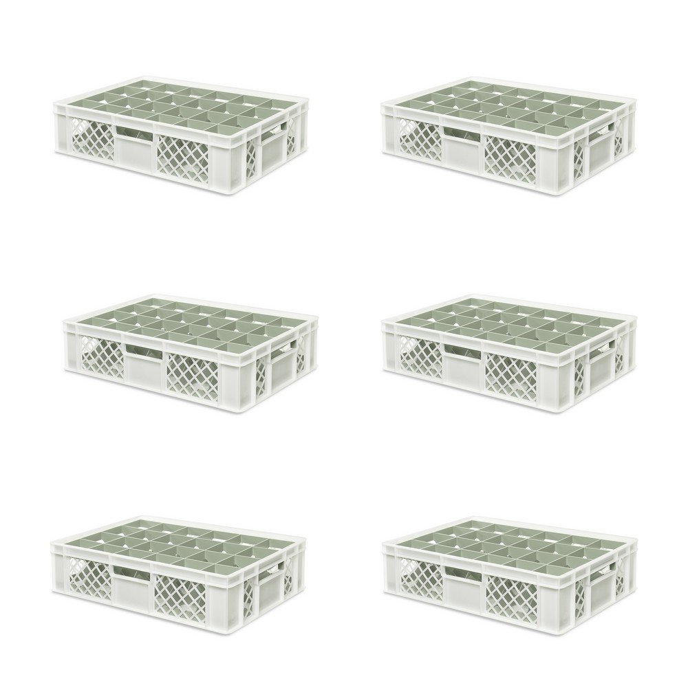Brb 6x Gläserkiste 600x400 Mm 24 Gläser Bis 122 Mm Höhe/durchmesser 87 Mm, Weiß