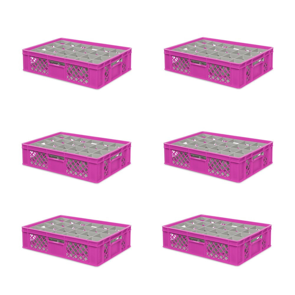 Brb 6x Gläserkiste 600x400 Mm 24 Gläser Bis 122 Mm Höhe/durchmesser 87 Mm, Pink