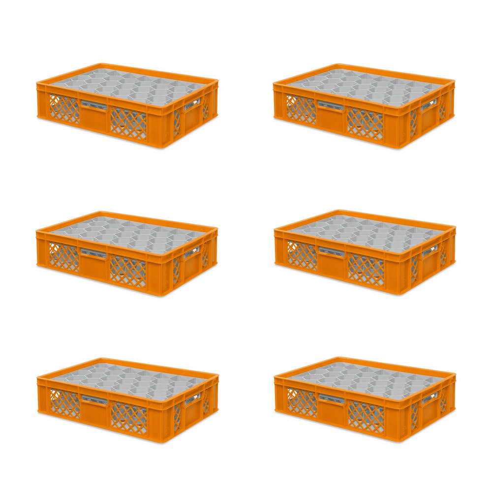 Brb 6x Gläserkiste 600x400 Mm 33 Gläser Bis 122 Mm Höhe/durchmesser 75 Mm, Orange