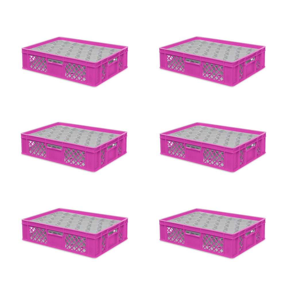 Brb 6x Gläserkiste 600x400 Mm 33 Gläser Bis 122 Mm Höhe/durchmesser 75 Mm, Pink