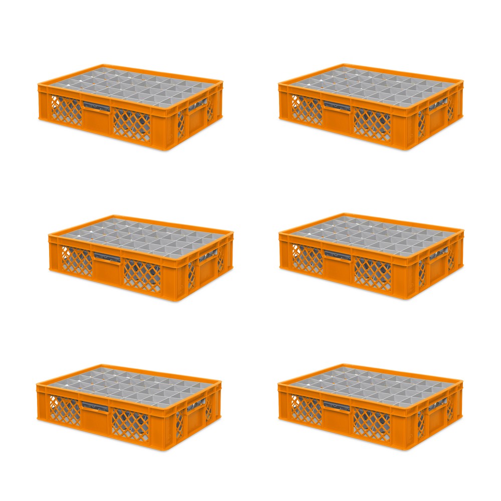 Brb 6x Gläserkiste 600x400 Mm 40 Gläser Bis 122 Mm Höhe/durchmesser 67 Mm, Orange
