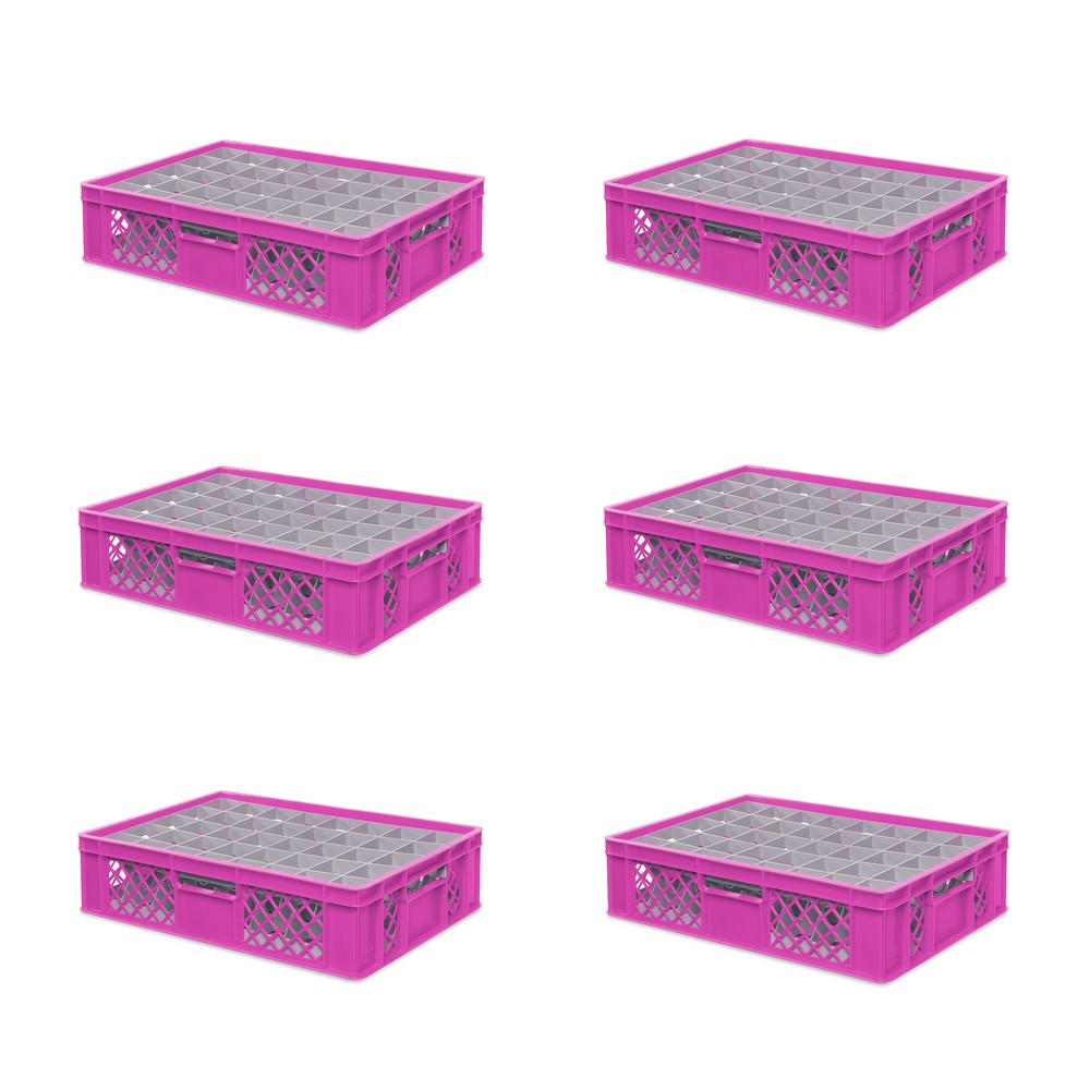 Brb 6x Gläserkiste 600x400 Mm 40 Gläser Bis 122 Mm Höhe/durchmesser 67 Mm, Pink