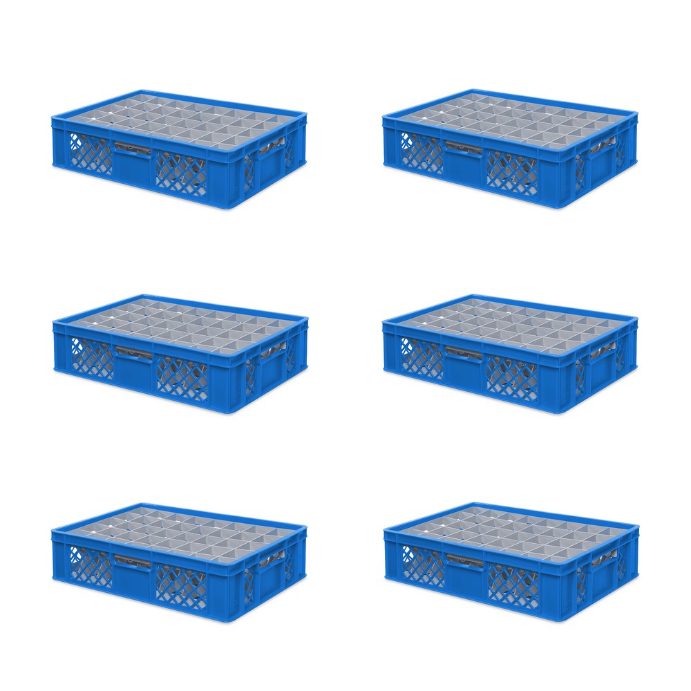 Brb 6x Gläserkiste 600x400 Mm 40 Gläser Bis 122 Mm Höhe/durchmesser 67 Mm, Blau