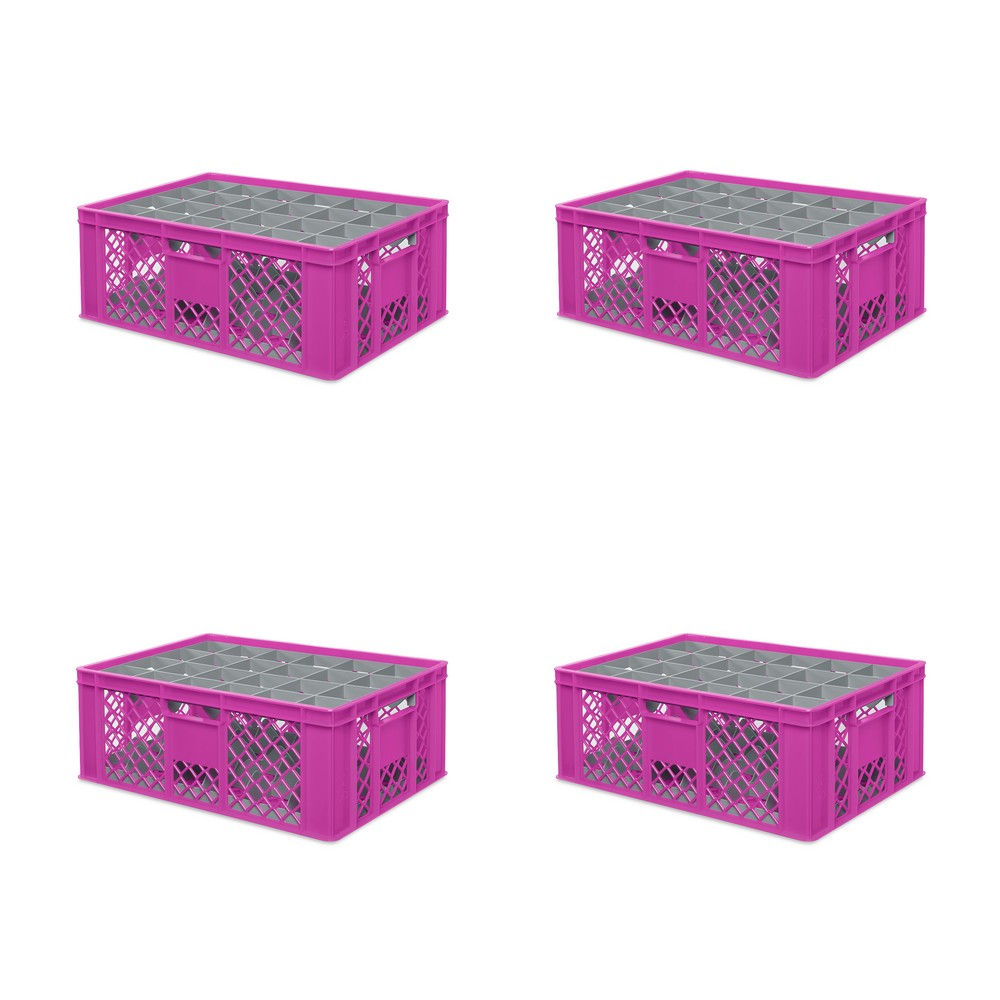 Brb 4x Gläserkiste 600x400 Mm 24 Gläser Bis 205 Mm Höhe/durchmesser 87 Mm, Pink