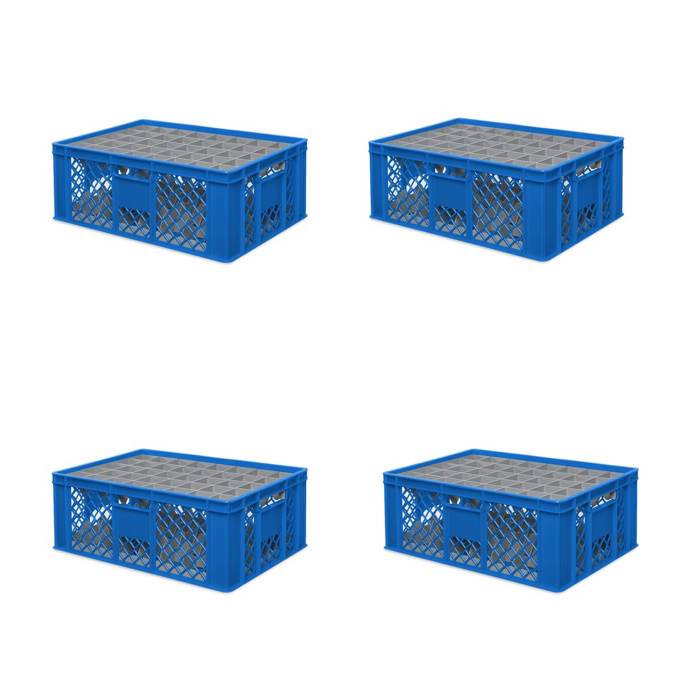 Brb 4x Gläserkiste 600x400 Mm 40 Gläser Bis 205 Mm Höhe/durchmesser 67 Mm, Blau
