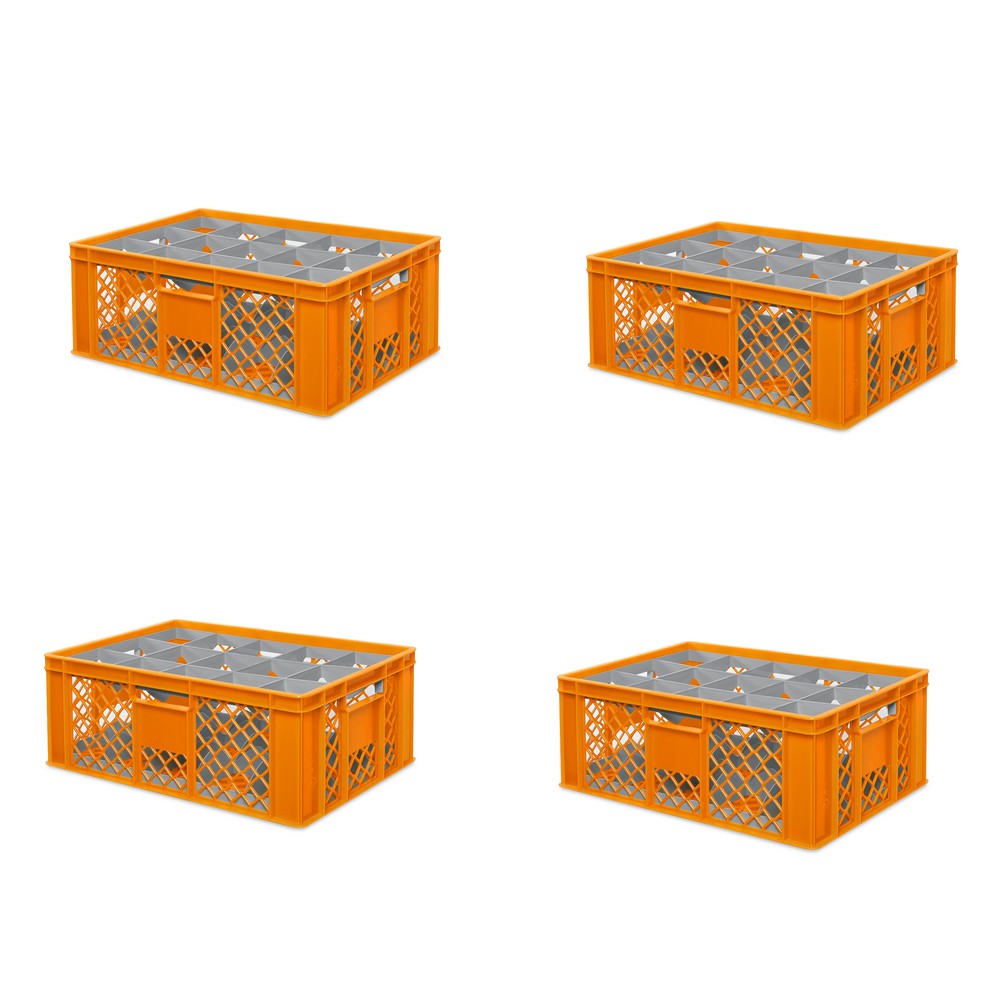 Brb 4x Gläserkiste 600x400 Mm Für 15 Gläser Bis 205 Mm Höhe/durchmesser 109 Mm, Orange