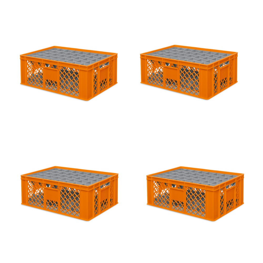 Brb 4x Gläserkiste 600x400 Mm 40 Gläser Bis 205 Mm Höhe/durchmesser 67 Mm, Orange