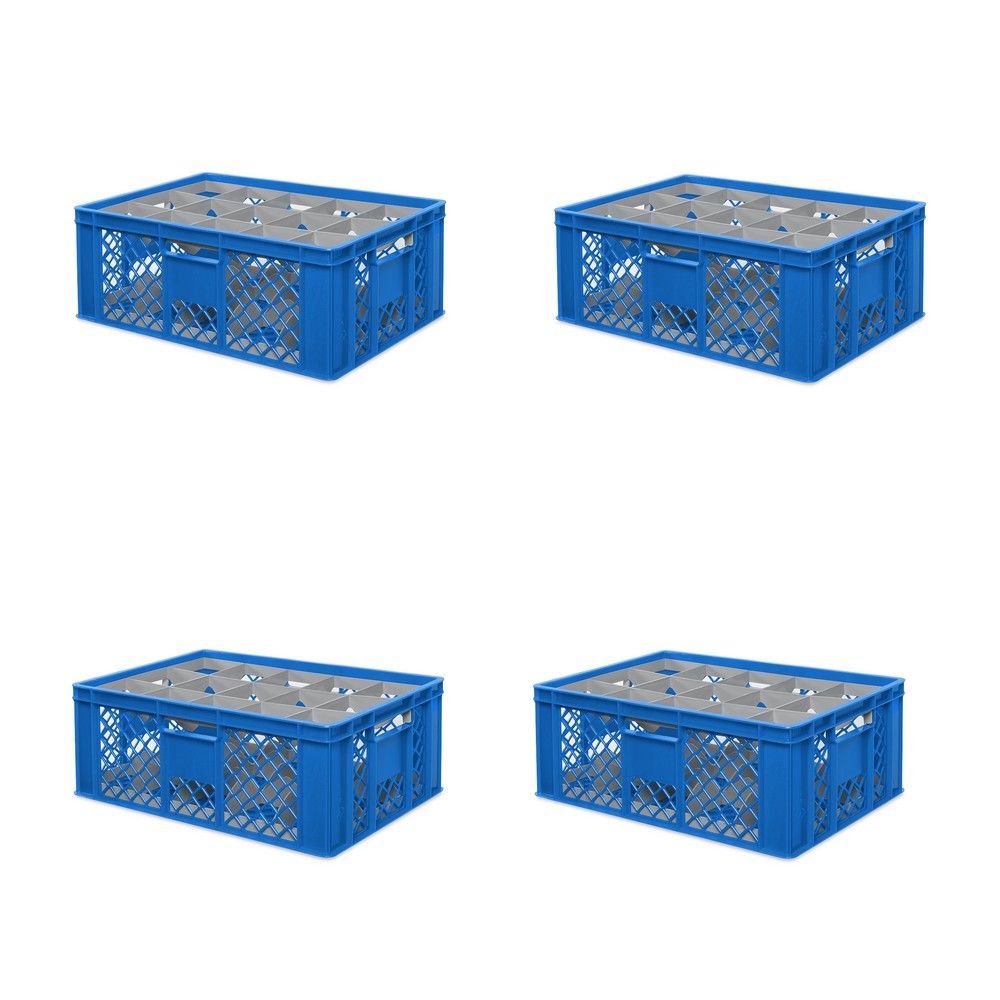 Brb 4x Gläserkiste 600x400 Mm Für 15 Gläser Bis 205 Mm Höhe/durchmesser 109 Mm, Blau