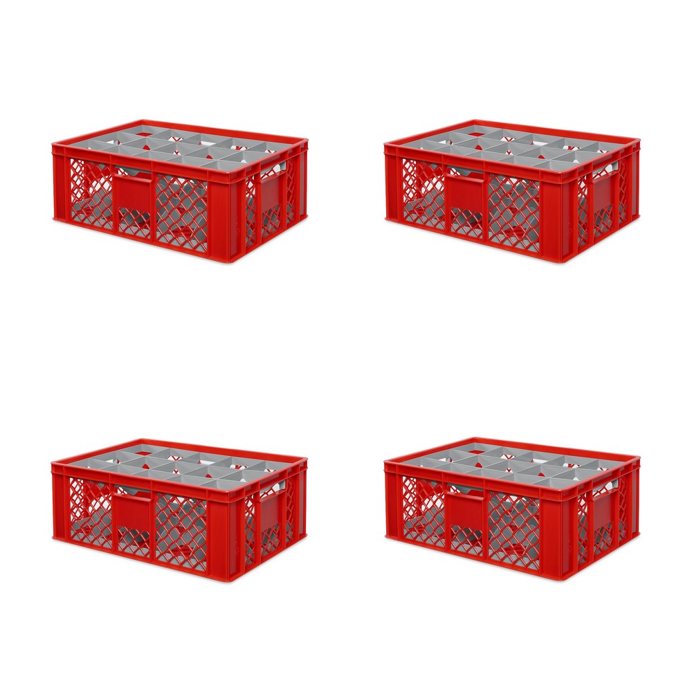 Brb 4x Gläserkiste 600x400 Mm Für 15 Gläser Bis 205 Mm Höhe/durchmesser 109 Mm, Rot