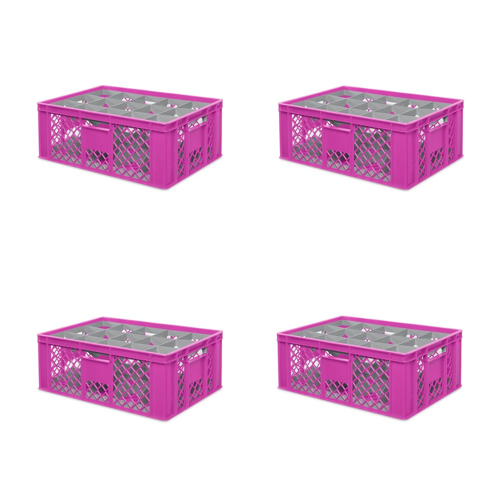 Brb 4x Gläserkiste 600x400 Mm Für 15 Gläser Bis 205 Mm Höhe/durchmesser 109 Mm, Pink