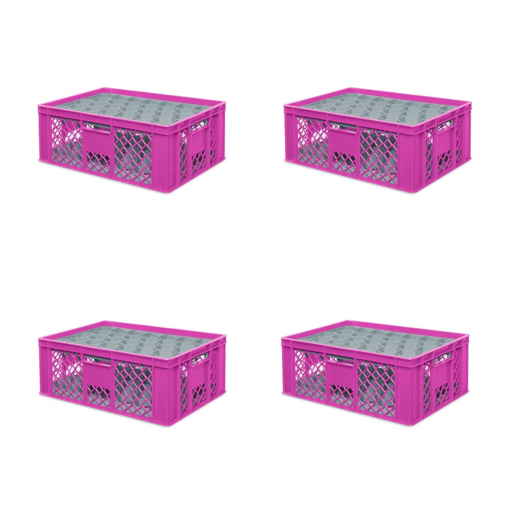 Brb 4x Gläserkiste 600x400 Mm 33 Gläser Bis 205 Mm Höhe/durchmesser 75 Mm, Pink