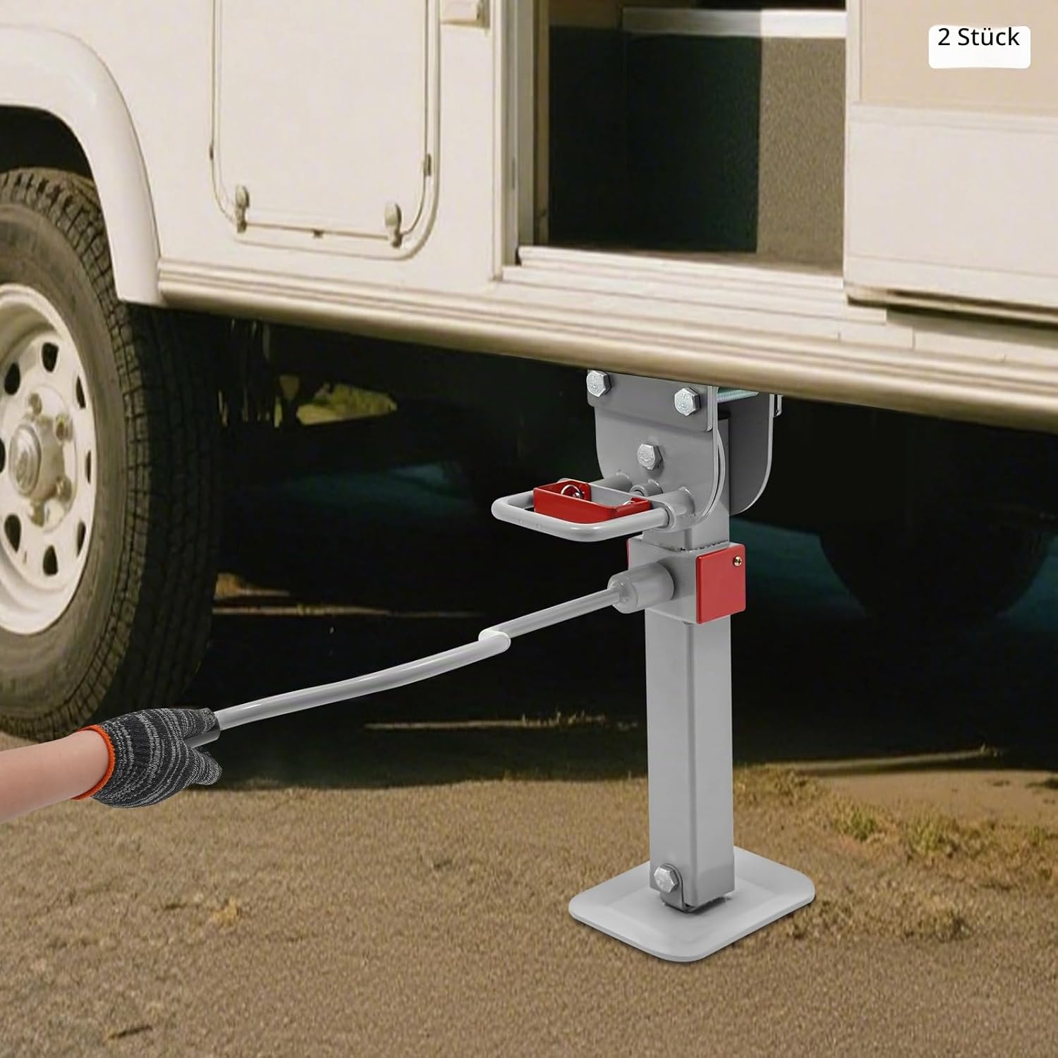 2er Set Kurbelstütze Mit Handkurbel Auto Anhänger Stütze 42-56cm Einstellbare Höhe,2t Stützlast,heavy Duty Unterstellbock Stützfuß Für Anhänger, Wohnmobile