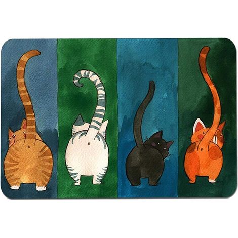 Leicht Zu Reinigende Fußmatte – Katzenmotiv – Robust Und Rutschfest – Für Bad Oder Wohnzimmer – 40 X 60 Cm