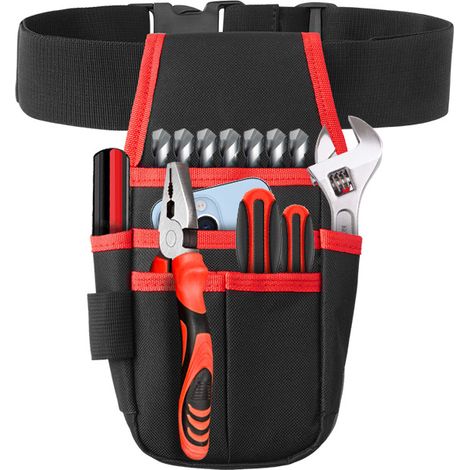 Werkzeugtasche Mit Gürtel, 600d Oxford-gewebe, Kleine Taschen, Elektriker-werkzeugtasche, Aufbewahrungstasche Für Verschiedene Geräte (roter Besatz)