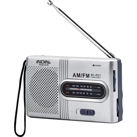 Tragbares Fm/am-radio In Silber Mit Integriertem Lautsprecher – Extra Großer Abstimmknopf – Batteriebetrieben – Kompakt Und Leicht