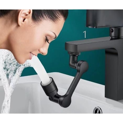 Schwarze Wasserhahnverlängerung, 1080° Drehbarer Strahlregler, Mischdüse Mit 2 Radien, Universal-strahlregler Für Küchen-/badarmaturen