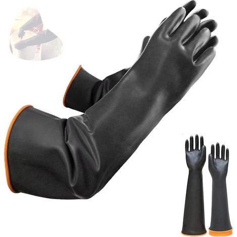 Chemikalienschutzhandschuhe Aus Latex – Säure- Und Laugenbeständig – Länge 55 Cm – Optimale Tastsensibilität
