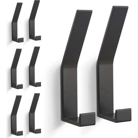 8-teiliges Wandhaken-set Aus Aluminiumlegierung – Stabile Schraubbefestigung – Tragkraft Bis Zu 22,7 Kg – Modernes Schwarzes Design
