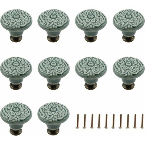 Set Mit 10 Dekorativen Keramikknöpfen – Pilzdesign Mit Abgerundeten Ecken – Für Schränke, Schubladen Und Möbel – Inklusive Befestigungsschrauben