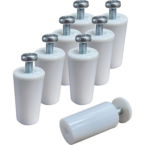 Set Mit 8 Weißen 40-mm-rollladenstoppern Aus Pvc – Inklusive Schrauben Und Unterlegscheiben – Uv- Und Witterungsbeständig