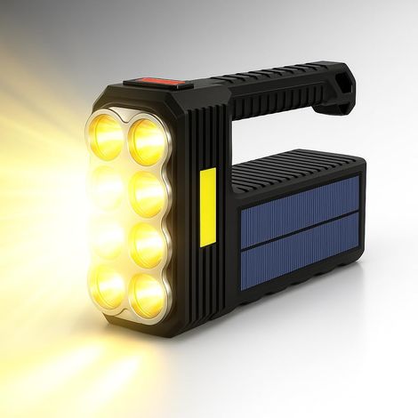 Mega Power Solar-taschenlampe Mit 8 Leds, Superhell, Wiederaufladbar, Tragbar, Leistungsstark, Helles Licht Für Camping, Zuhause, Arbeit, Notbeleuchtung