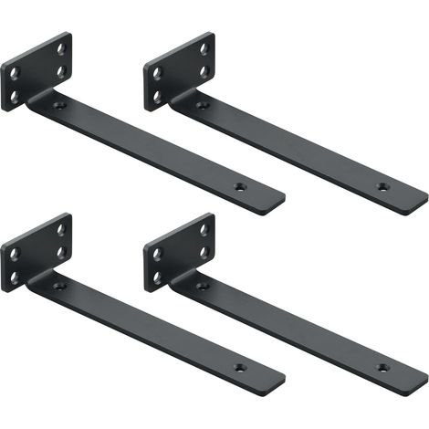 4-teiliges Set Schwebender Wandregalhalterungen, Einfach Zu Montieren/praktische Wandregalträger, 20 X 4 X 6,5 Cm, Schwarz