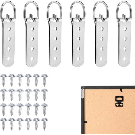 Set Mit 6 Robusten D-haken Inklusive Schrauben, 4 Löcher, Bilderrahmenhaken Zum Aufhängen Von Bildern Und Fotos