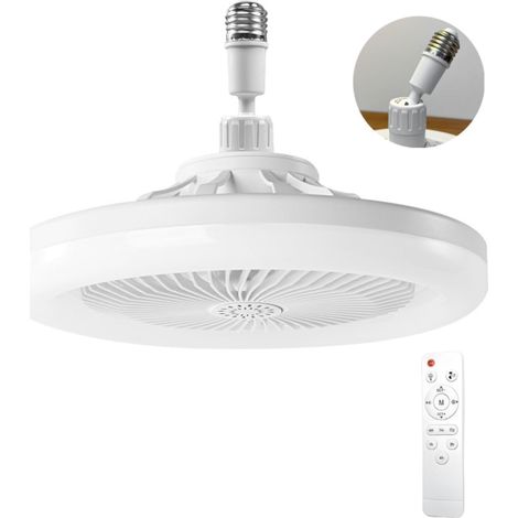 Deckenventilator Mit Licht, Geräuscharmer Deckenventilator, Dimmbare Led-deckenleuchte Mit E27-fassung, 3 Geschwindigkeitsstufen, Timer (weiß)