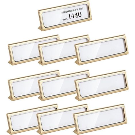 Horizontales, L-förmiges, Schräges Namensschild Aus Metall, Mini-preisschild, Transparenter Displayständer Mit 10 Leeren Etiketten
