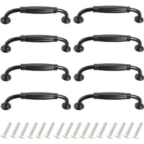 8-teiliges Schwarzes Küchenschrankgriff-set, Türgriff Im Vintage-stil, Küchentürgriff Aus Aluminiumlegierung, 96 Mm Lochabstand