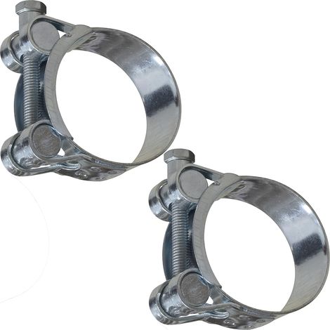 Set Mit 2 Drehbaren Schlauchschellen 74-79 Mm - Bandbreite 24 Mm - Stahl - Silberfarben - Für Flüssigkeiten, Maulschlüssel, Rohre Und Lüftungskanäle