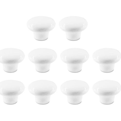 10x Weiße Runde Keramik-schrankknöpfe Mit Einzellochbefestigung Im Minimalistischen Stil, Inklusive Schrauben
