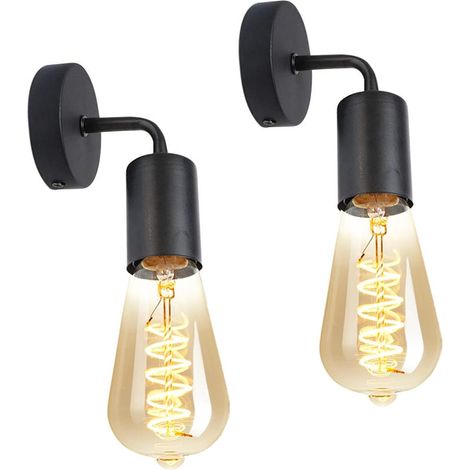 Schwarze 2er-packung Retro-edison-wandleuchten Im Vintage-industrie-stil Aus Metall Für Den Innenbereich, Geeignet Für Wohnzimmer, Flur, Schlafzimmer, Bar, Restaurant Oder Café, Mit E27-fassung.