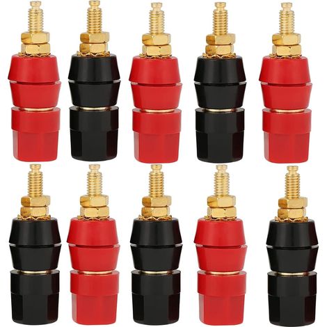 10 Lautsprecheranschlüsse, Bananenstecker, Bananensteckeradapter, Hi-fi-audioanschlussgehäuse (schwarz Und Rot)