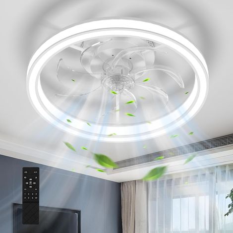48 Cm Led-deckenventilator, 36 W, Leise, Mit Integrierter Beleuchtung Und Dimmbarer Fernbedienung, 6 Geschwindigkeitsstufen, Modernes Design Für Schlafzimmer Und Wohnzimmer, Weiß