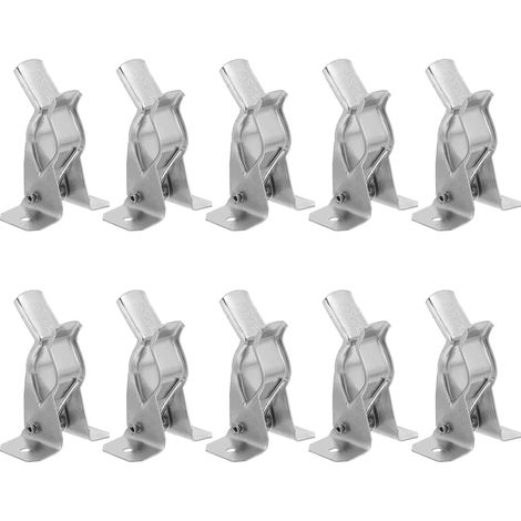 Set Mit 10 Silberfarbenen Zinklegierungs-wandbesenclips, Federclips Zur Aufbewahrung Von Gartengeräten, Einfache Wandmontage Für Schränke
