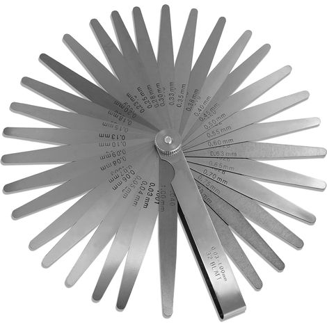 Dickenmessgerät Mit 32 Klingen, 0,031,00 Mm / 0,0010,04 Zoll, Stahlmesswerkzeug Mit Doppelter Skala (metrisch Und Imperial) Zur Messung Der Breite Oder Dicke Eines Raumes.