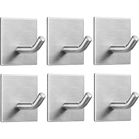 (silber) Set Mit 6 Robusten, Selbstklebenden Edelstahlhaken Für Küche, Bad, Haustür, Handtücher, Mäntel, Schlüssel, Bademäntel
