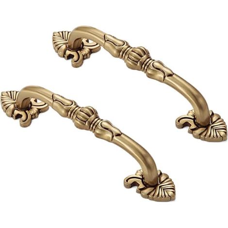 Set Mit 2 Vintage-möbelgriffen Aus Messing – Blumenmuster – Für Küchenschränke, Schubladen, Kleiderschränke – 96 Mm – Gold