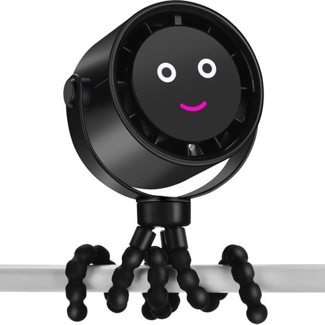 Tragbarer Kinderwagenventilator Mit 4000 Mah Akku, Lcd-bildschirm, 5 Einstellbaren Geschwindigkeitsstufen, 360°-drehung, Stativklemme Und Langer Akkulaufzeit.
